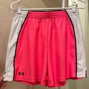 Pink and white Under Armour shorts